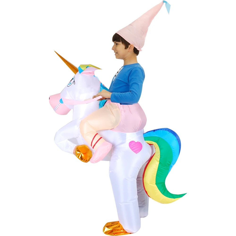 Kids Child Dinosaur Inflatable Costume Unicorn Dress Suits Anime Purim Halloween Party Cosplay Costumes for Boys Girls
