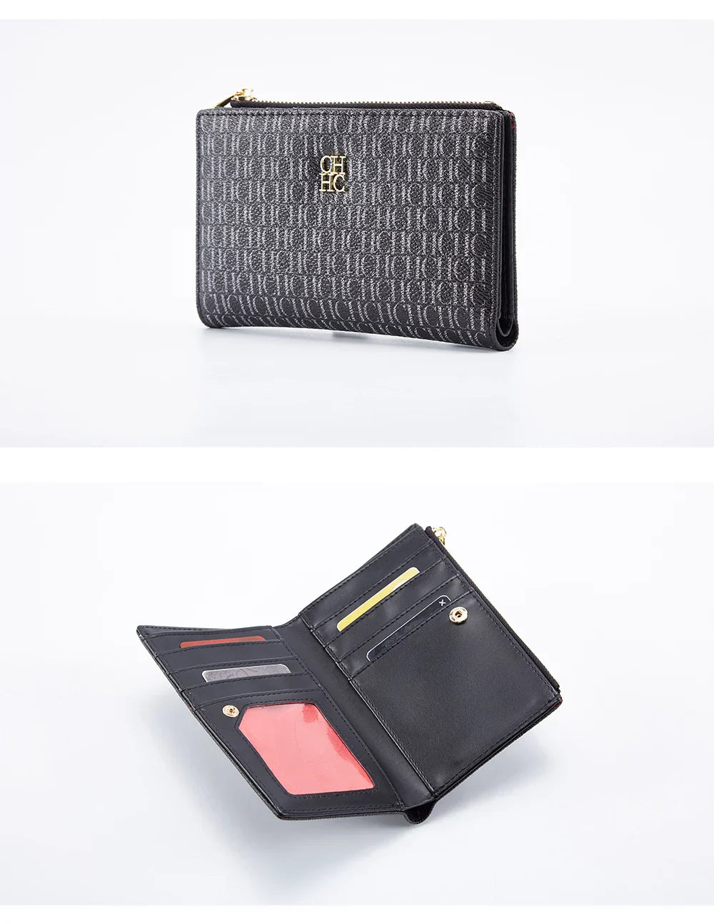 Women's Wallet CHCH Fashion Letter Cartoon Pattern Classic Retro Long Storage Wallet PVC Material Bag