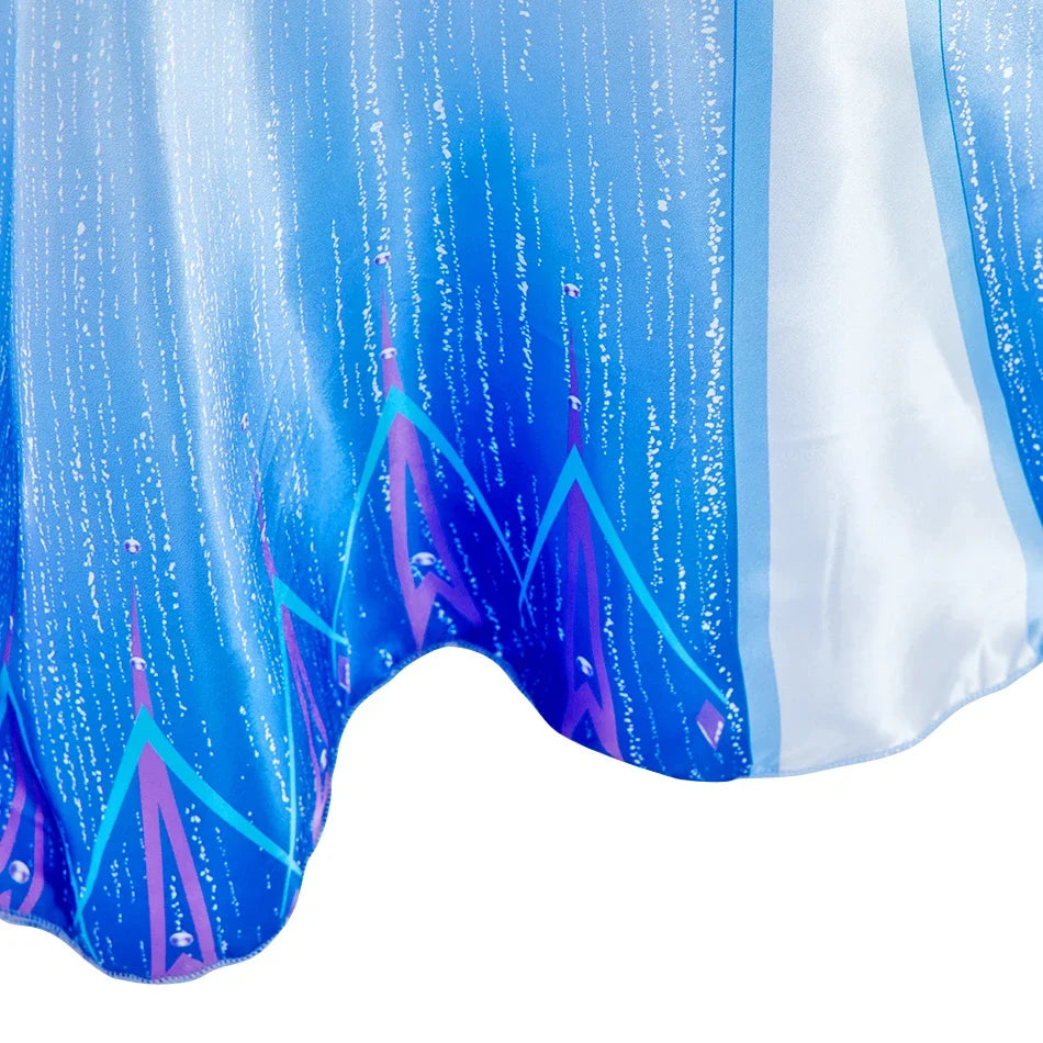 Children Carnival Blue Sequins Elsa Cosplay Dress Girls Elegant Blue Princess Costume Kids Halloween Birthday Party Clothes
