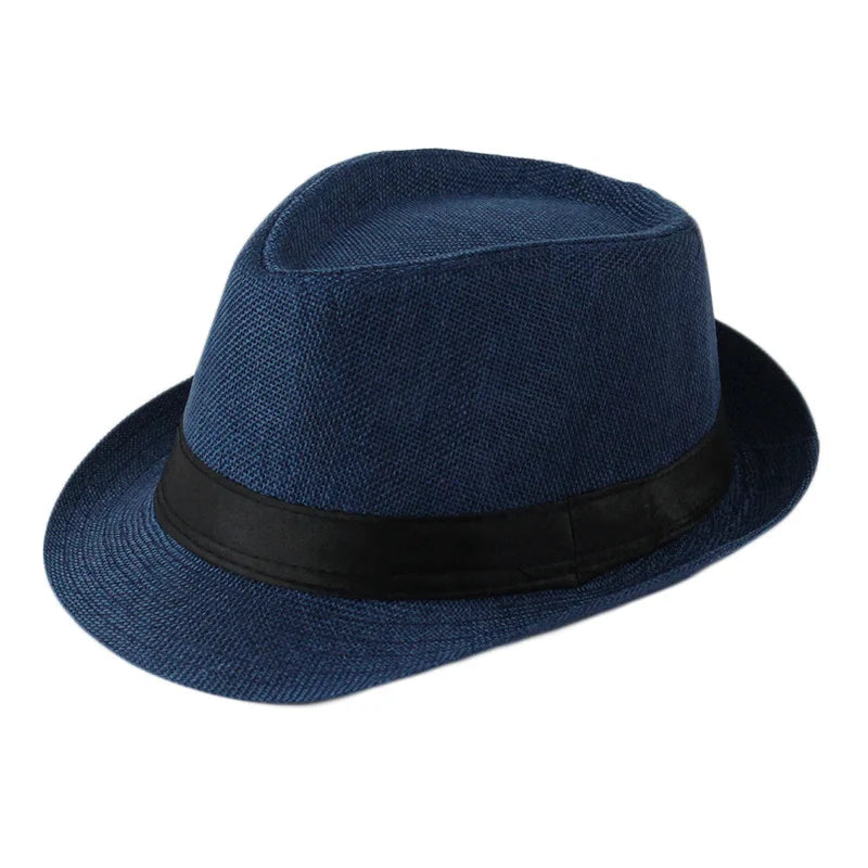 Summer Fedoras for Men Middle old aged Cap Linen Panama Solid  Jazz Hat Cowboy  Men's Women's  British Party Sun Hat