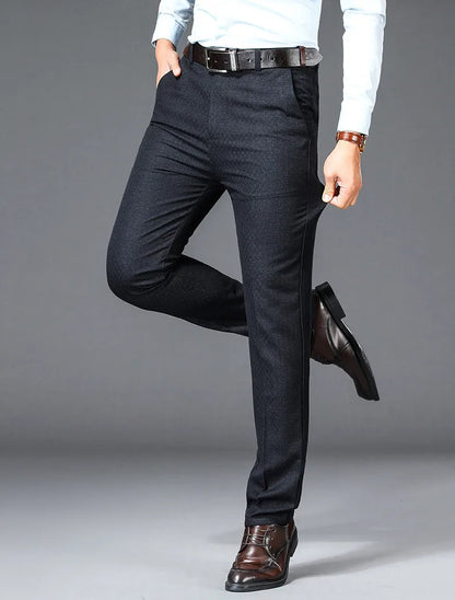 New Business Casual Suit Pants Men Solid High Waist Straight Office Formal Trousers Mens Classic Style Suit Long Pants Plus Size