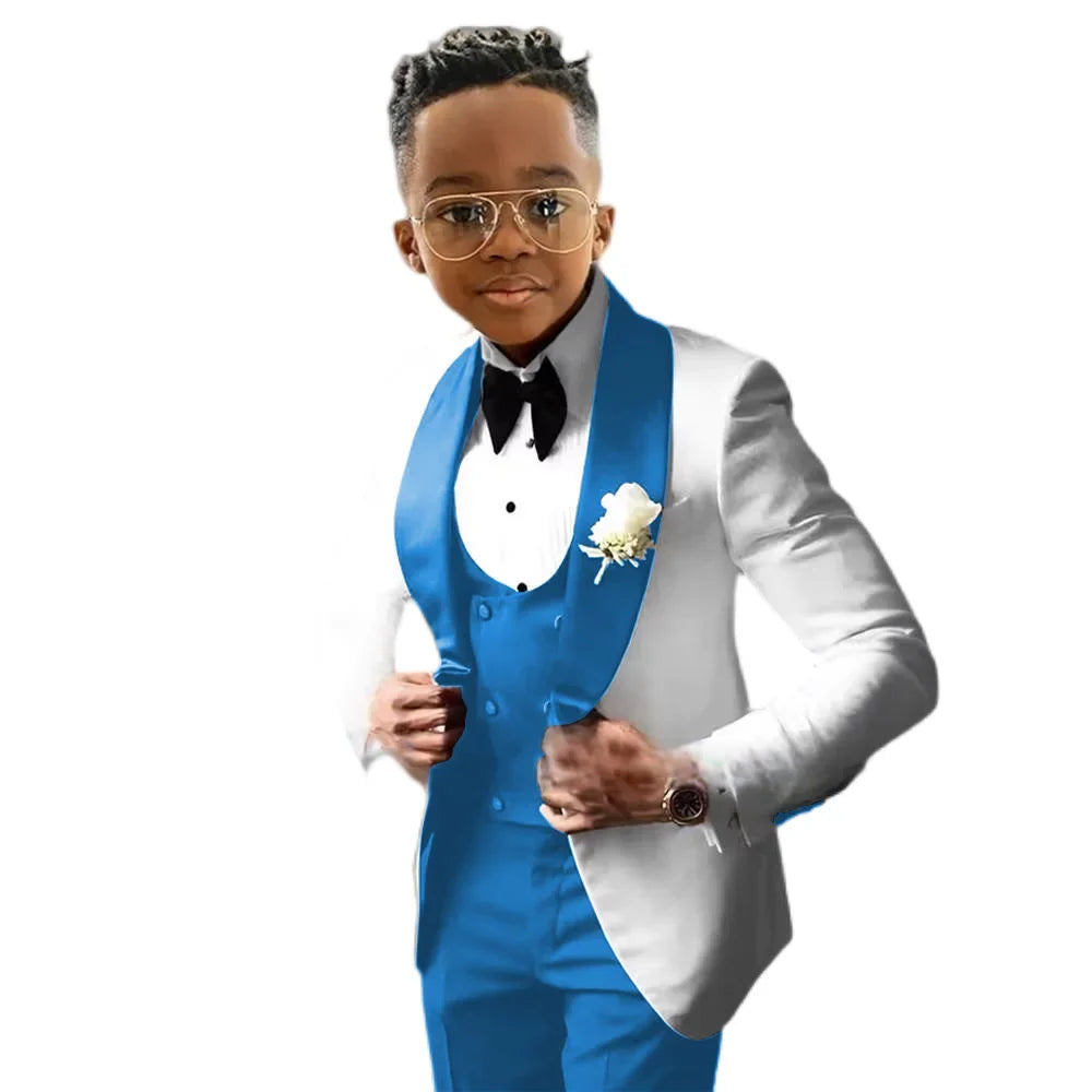 Kids Slim Fit Shawl Lapel Suit Set 3 Pieces Performance Costumes Elegant Flower Boys Formal Party Suit Kids Wedding Tuxedo 2-20T