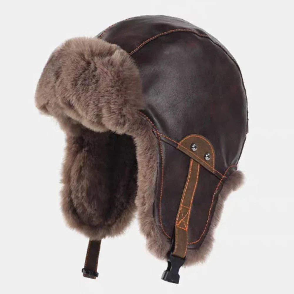 Bomber Hat New PU Leather Winter Hats for Men Women Waterproof Snow Ski Trapper Earflap Cap Male Female Russian Fur Hats