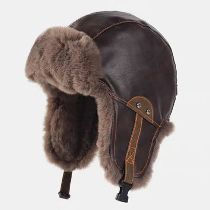 Bomber Hat New PU Leather Winter Hats for Men Women Waterproof Snow Ski Trapper Earflap Cap Male Female Russian Fur Hats