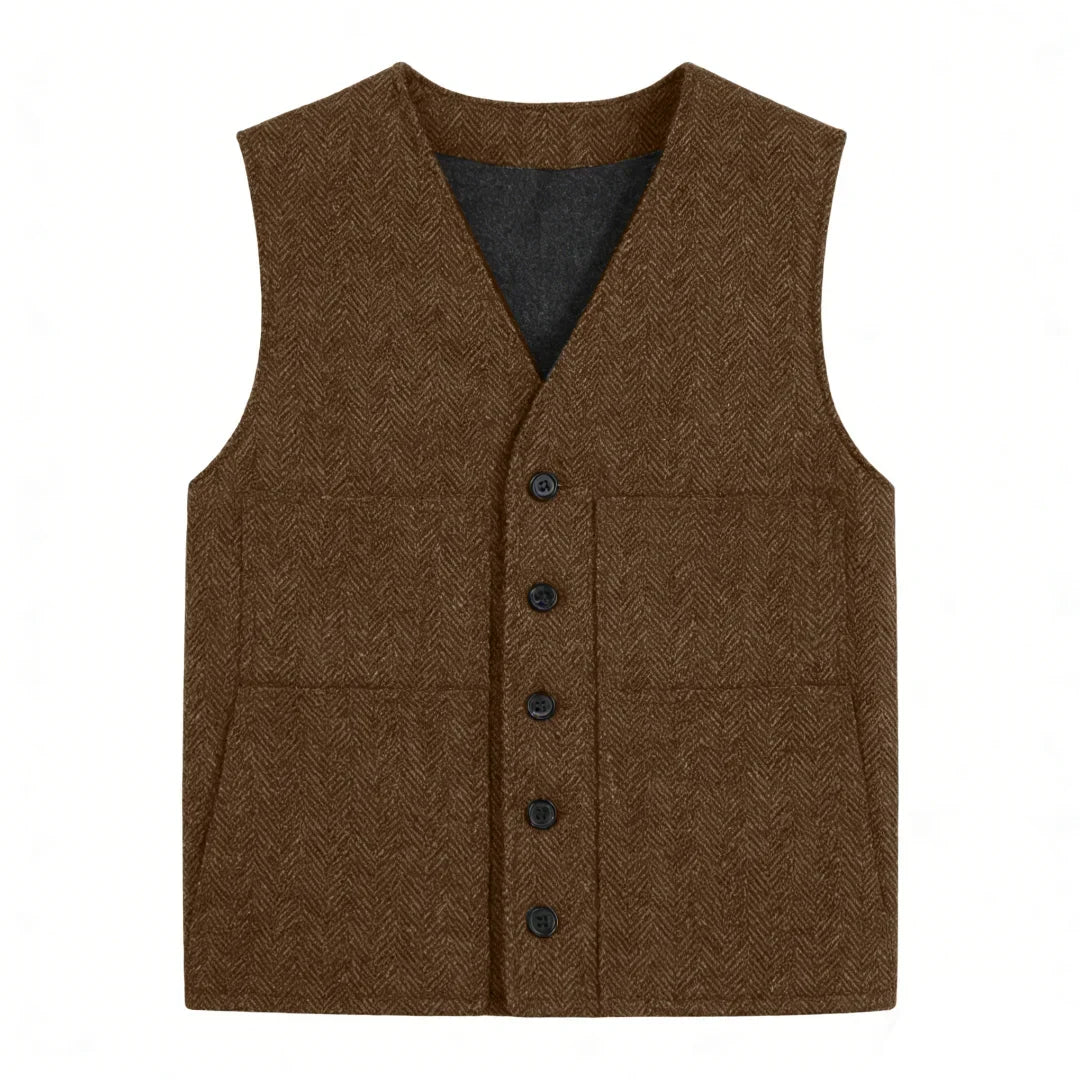Men Vest Gray V Neck Herringbone Single Button Waistcoat For Wedding Birthday Banquet Party Business Work Daily Men Suit Vest