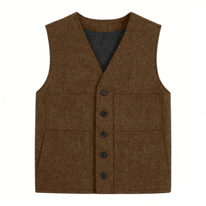 Men Vest Gray V Neck Herringbone Single Button Waistcoat For Wedding Birthday Banquet Party Business Work Daily Men Suit Vest