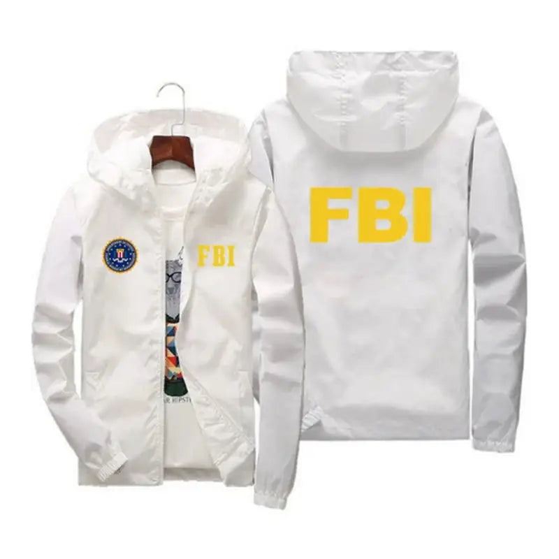 2024 New Men's Jacket High Quality FBI Printed Outdoor Sports Jacket Spring Hooded Windproof Fashion Casual Brand Sports Jacket