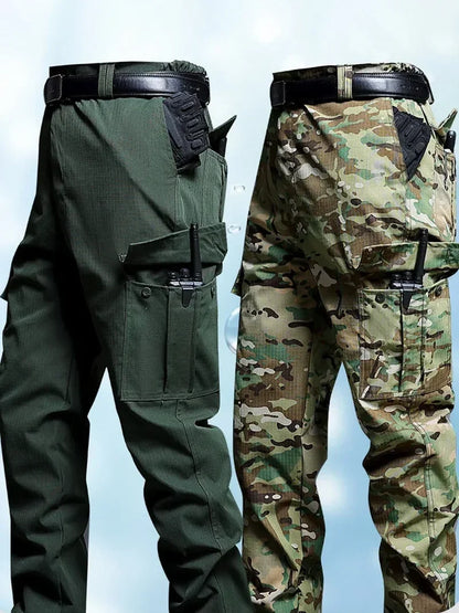 Wear-Resistant Cargo Pants Men Casual Work Stretch Trousers Breathable Multi-Pocket Outdoor Waterproof Training Hiking Pant Male
