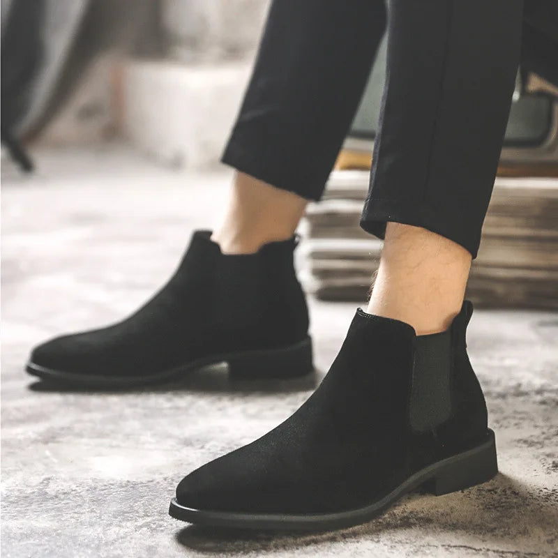 2026 Men Elevator Shoes Chelsea Boots 6cm 8cm Invisible Inner Increase Shoes Man Height Increasing Shoes Suede Leather Men Boots