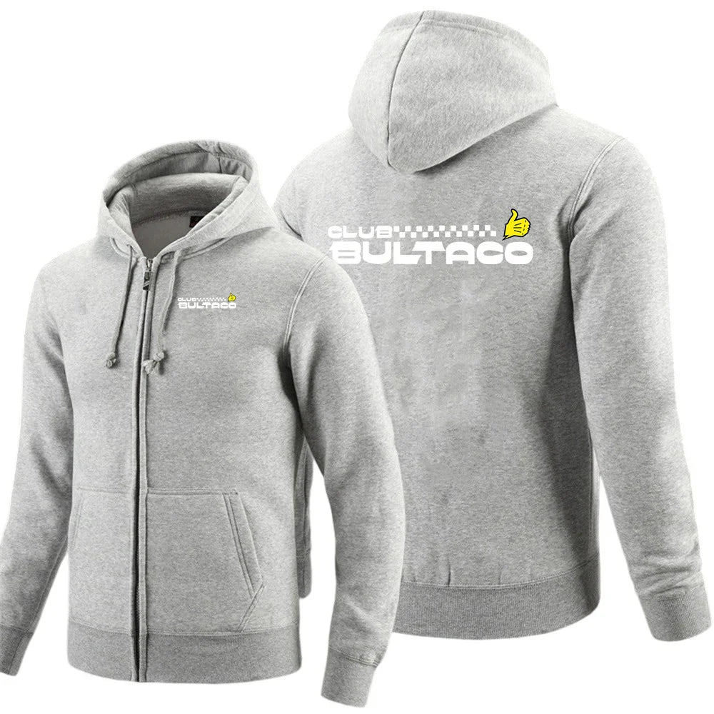 Bultaco Cemoto Motorcycles Logo Print Sweatshirt Hooded Coat 2026 Spring And Autumn Men's Versatile Cardigan Hoodies Jacket