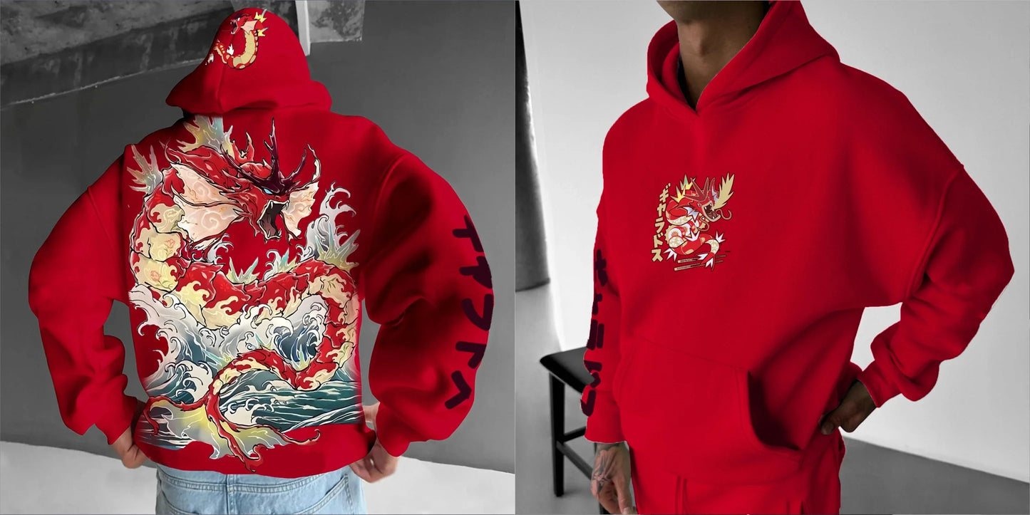 Pokémon Men's Hoodie 2025 Autumn/Winter Anime Gyarados Print Loose Street Casual Japanese Trendy Versatile Original Jumper Top
