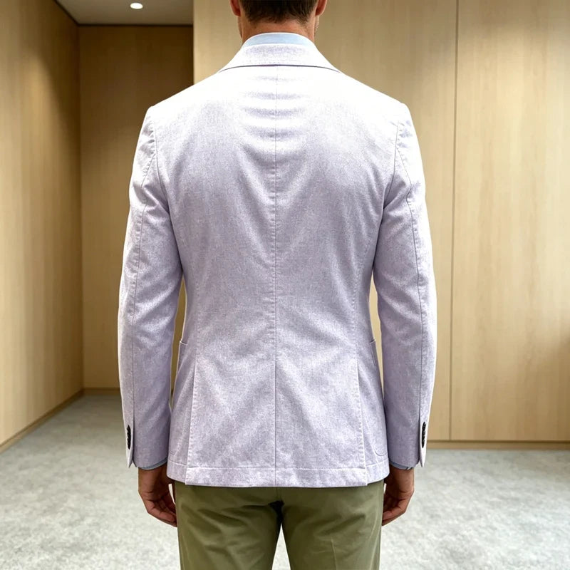 Men's Cotton Blazer Notch Lapel 2 Button Slim Fit Suit Jacket Lightweight Breathable Business Casual Daily Sport Coat for Spring