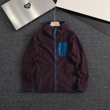 2026 Outdoor Men's and Women's Leisure Sports Fishing Travel Trend Mountain Grab Velvet Hooded Wavy Camping All-match Jacket