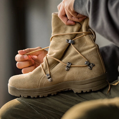 Men's Vintage High-top Desert Boots Outdoor Cowboy Boots Indestructible Work Shoes Winter Safety Shoes