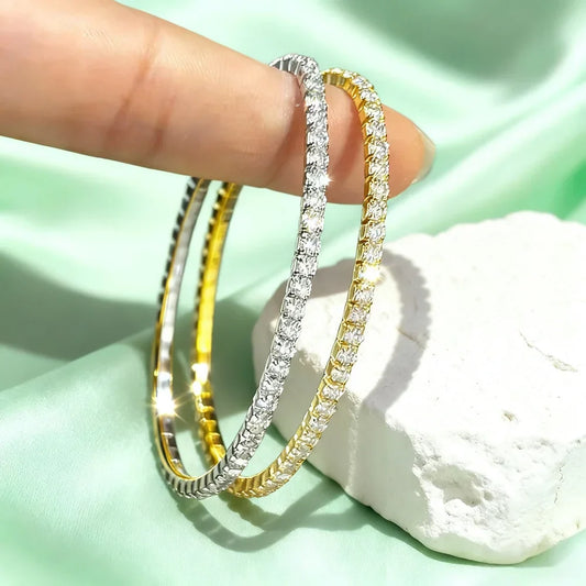 Bracelet moissanite 2,5 mm/3 mm couleur D en argent sterling 925, chaîne élastique pour femmes et hommes, bijoux fins étincelants avec GRA