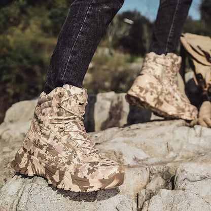 2025 Fashion Men's Desert Combat Boots Outdoor Non-slip Hiking Shoes Waterproof Men's Work Boots Men Tactical Boots Ankle Boots