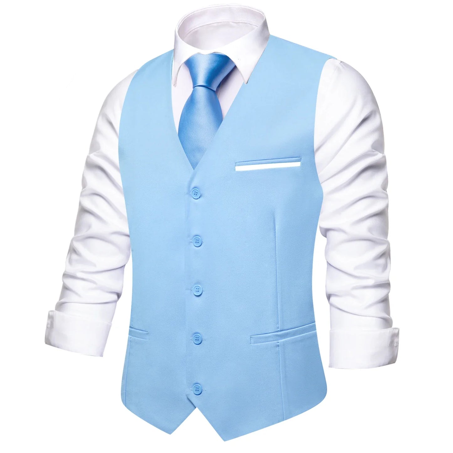 Men's Vest Elegant Green Waistcoat Necktie Handkerchief Cufflinks Sets for Male Wedding Business Party Designer Gift