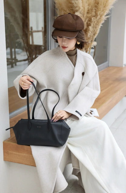 Genuine Grade Leather Women's Shoulder Bag Luxury Designer Brand Ladies Soft Cowhide Large Tote for Woman Ladies Bowling Bag New