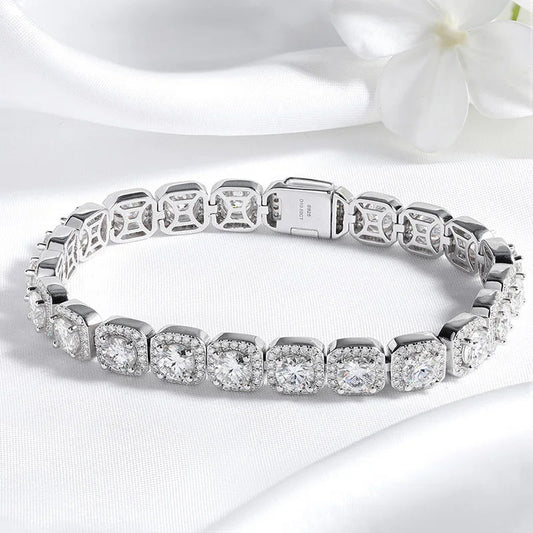 Bracelets 100 % Vraie Moissanite Diamant Entier 4/5/6,5 mm pour Hommes Femmes Bangles Classiques de Luxe Chaîne en Argent Sterling Pur 925