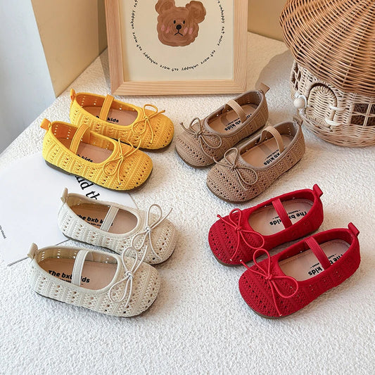 Kids Sandals for Girls Summer New Non-slip Sole Toddler Beach Vacation Shoes with Cute Bowtie Princess Ballet Mary Jane Flats