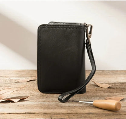 Fashion Genuine Leather Men Wallet Clutch Purse Male Bifold Money Clips with Hasp large capacity Card Wallet Short W/ Zip Pocket