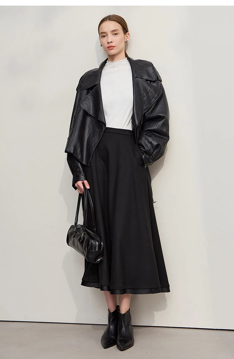 Elegant Skirts For Woman 2025 Winter New Commuter Style A-Line Mid-Calf Skirt Loose Solid Versatile Woman Clothes 12544126