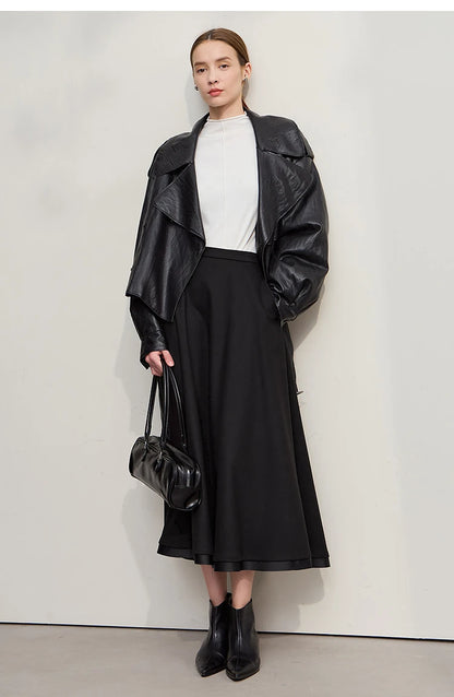 Elegant Skirts For Woman 2025 Winter New Commuter Style A-Line Mid-Calf Skirt Loose Solid Versatile Woman Clothes 12544126