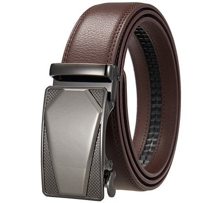 Men's Leather Belt High quality genuine leather alloy automatic buckle Adjustable ratchet belt Fashion business belt for men
