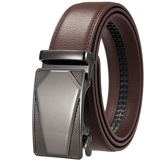 Men's Leather Belt High quality genuine leather alloy automatic buckle Adjustable ratchet belt Fashion business belt for men