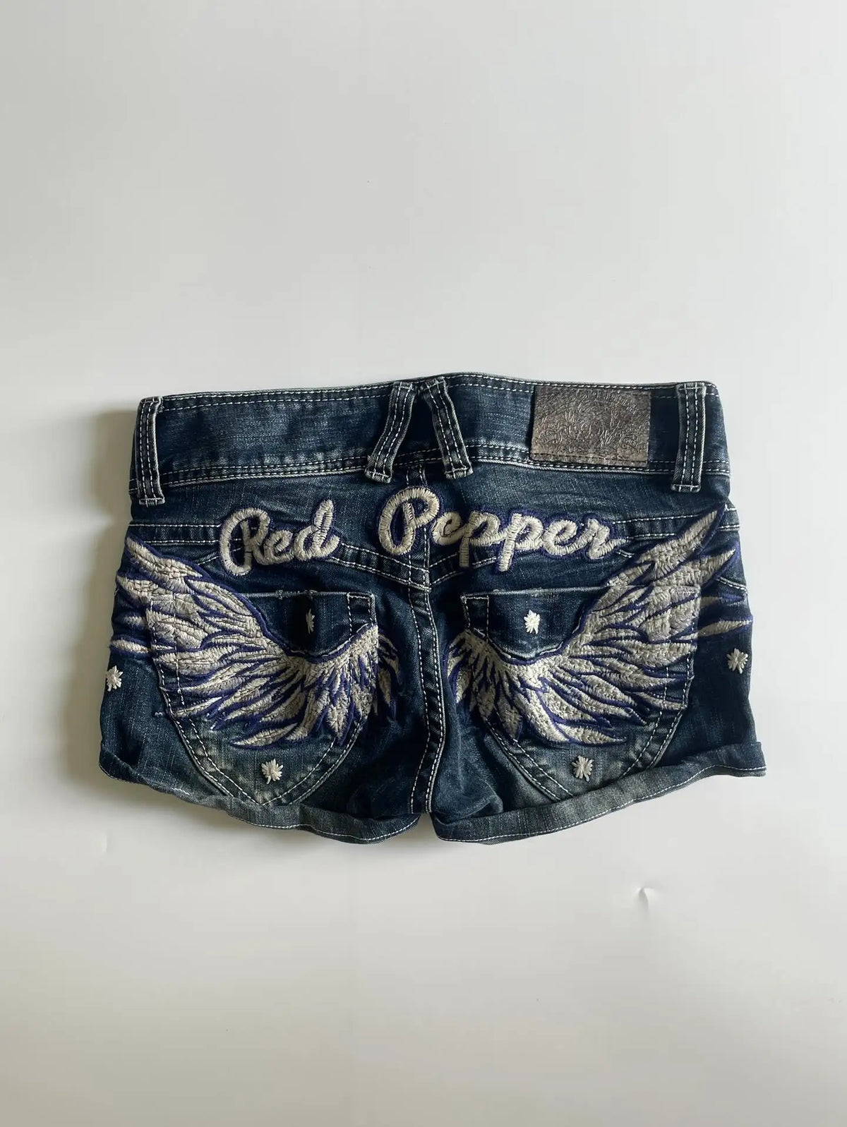 Y2K Japan Street Hottie Wing embroidery vintage Denim Shorts Harajuku Slim Skirt Light Blue Jean Low Waist Short Mini Skirt
