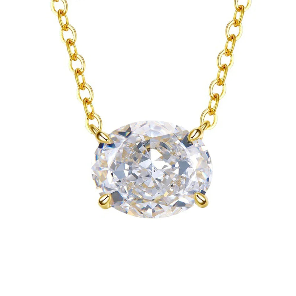 3CT Oval Cut Moissanite Pendant Necklace GRA Certified 8x10mm Lab Diamond Necklaces 925 Sterling Silver Birthday Wedding Jewelry