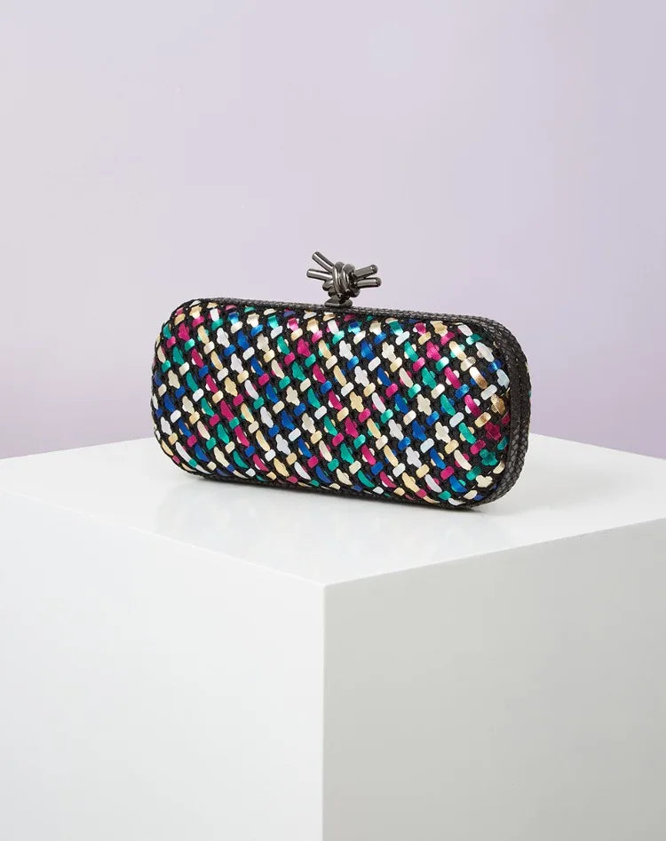 Hand Woven Clutch Purse Luxury For Women 2025 New High Grade Party Wedding Prom Mixed Colors Evening Bag Elegant Trend Chain Bag