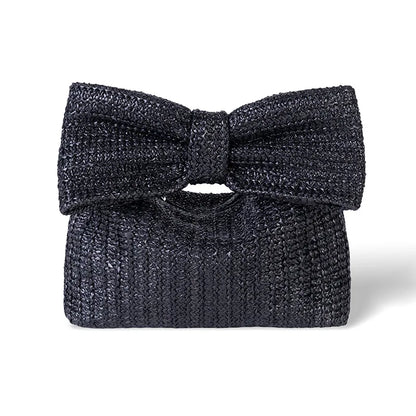 Summer Straw Woven Clutch Bag Women Bow Purse Vacation Beach Tote Party Wedding 2024 New Luxury Design Zipper Evenging Handbags