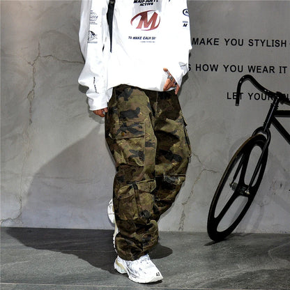 High Quality Vintage Multi-Pocket Camo Cargo Pants Mens Clothing High-End Fabric Tactical Baggy Pants Thick Casual Work Trousers
