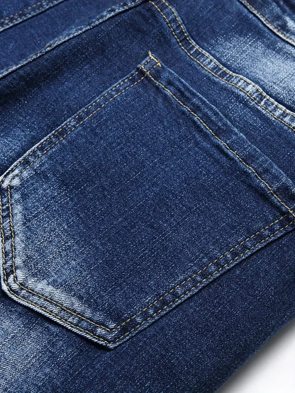 Men's Stretchy Denim Jeans For Men Simple Slim Casual Straight Fashion Classic Pants Cargo Denim Jeans Solid Streetwear Trousers