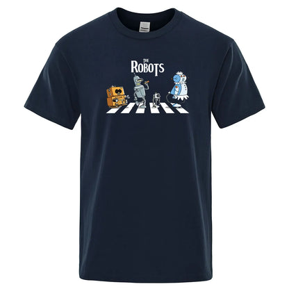 Hot Summer Cotton Men T Shirt Creative droids Printed T-Shirt robot shirt Boy Novelty Men's Short sleeve Tshirt Fashion Tops