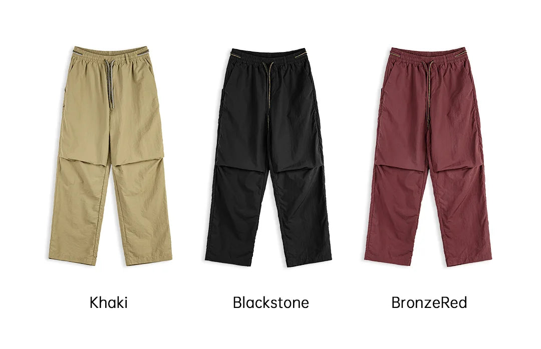 Men's Field Cargo Pants Lightweight Nylon Straight Leg Tactical Workwear Casual  Elastic Waist Trousers for Spring Summer