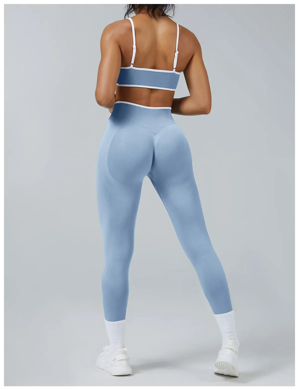 Women's Color Block Seamless High-Stretch Yoga Set, Butt Lifting Yoga Pants, Breathable Quick-Dry Active Workout Outfit