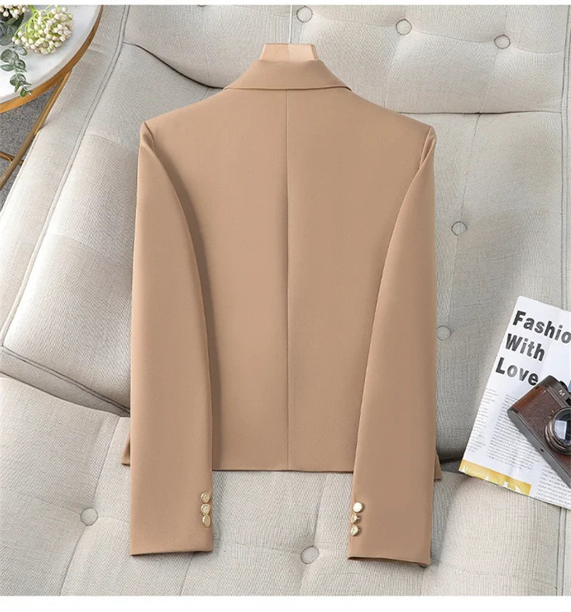 Spring Autumn Fashion Short Women Blazers Elegant Female Suits Jacket Tops Casual Solid Long Sleeve Office Lady Blazer Coat 4XL