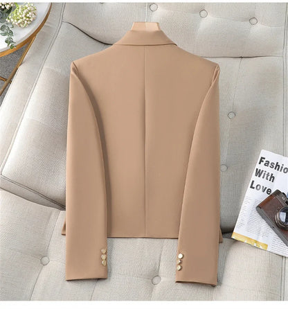Spring Autumn Fashion Short Women Blazers Elegant Female Suits Jacket Tops Casual Solid Long Sleeve Office Lady Blazer Coat 4XL