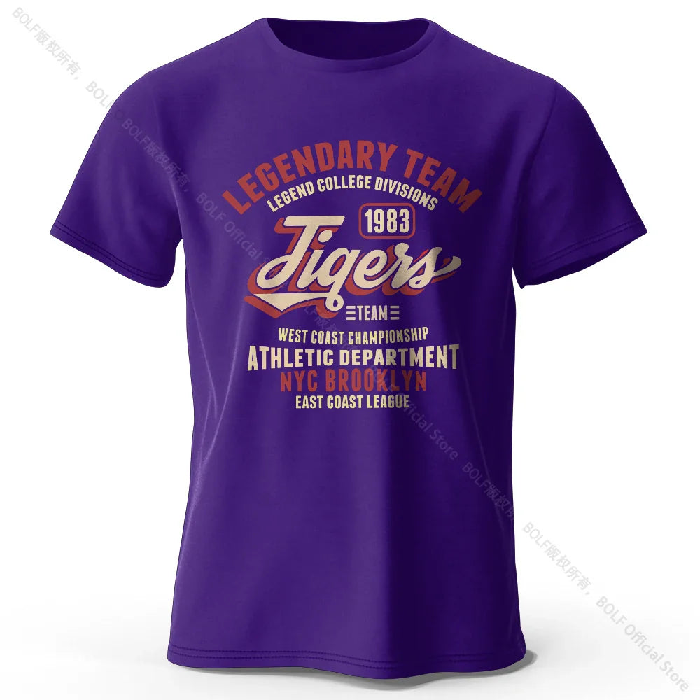 Minimalist Tiger Silhouette Printed 100% Cotton T-Shirt, Breathable Round Neck Short Sleeve Tee for Men & Women