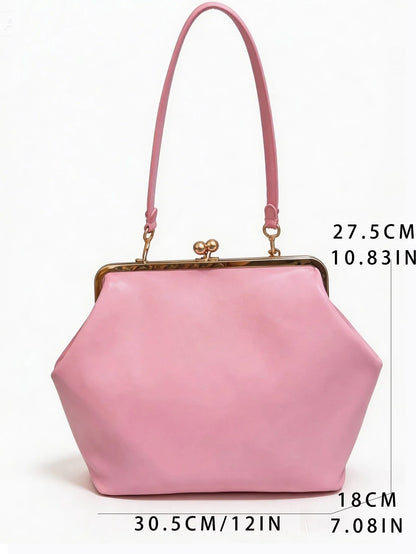 Fashion Large Kisslock Clip Shell Clutch Bag  Designer Women Handbags Luxury Soft Pu Leather Shoulder Bags Elegant Party Bag2026