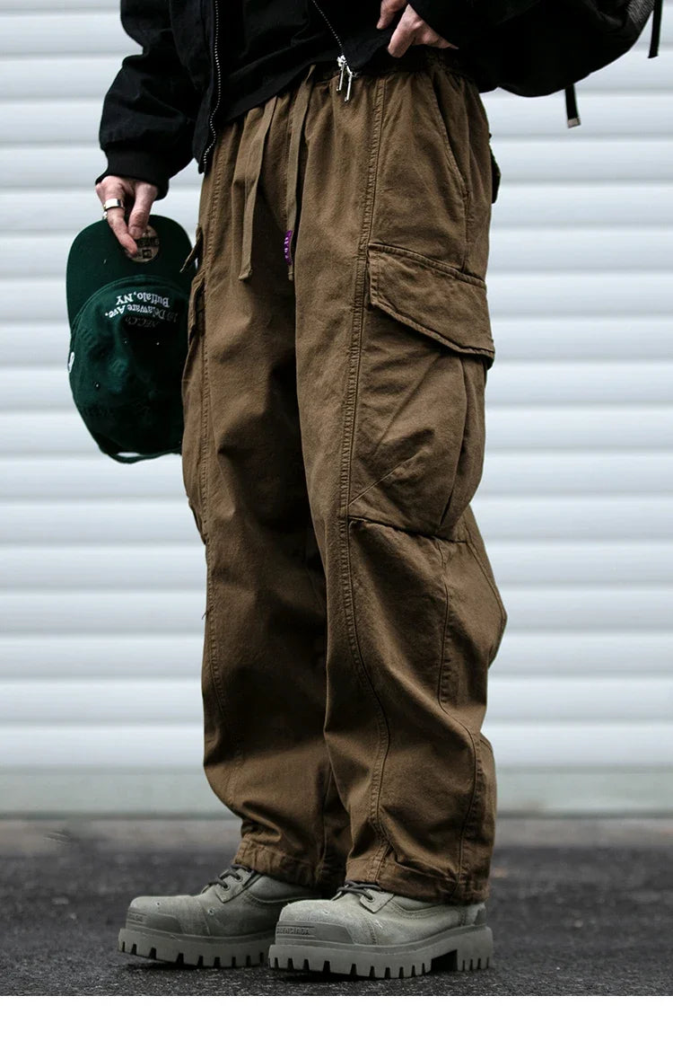 Oversized Cargo Pants For Men Multi Pocket Loose Fit Streetwear Casual American Style Korean Trendy Fashion Straight Leg Pants