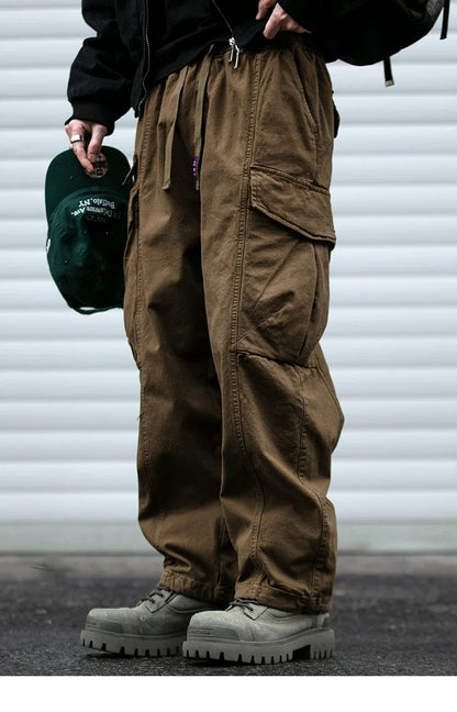 Oversized Cargo Pants For Men Multi Pocket Loose Fit Streetwear Casual American Style Korean Trendy Fashion Straight Leg Pants