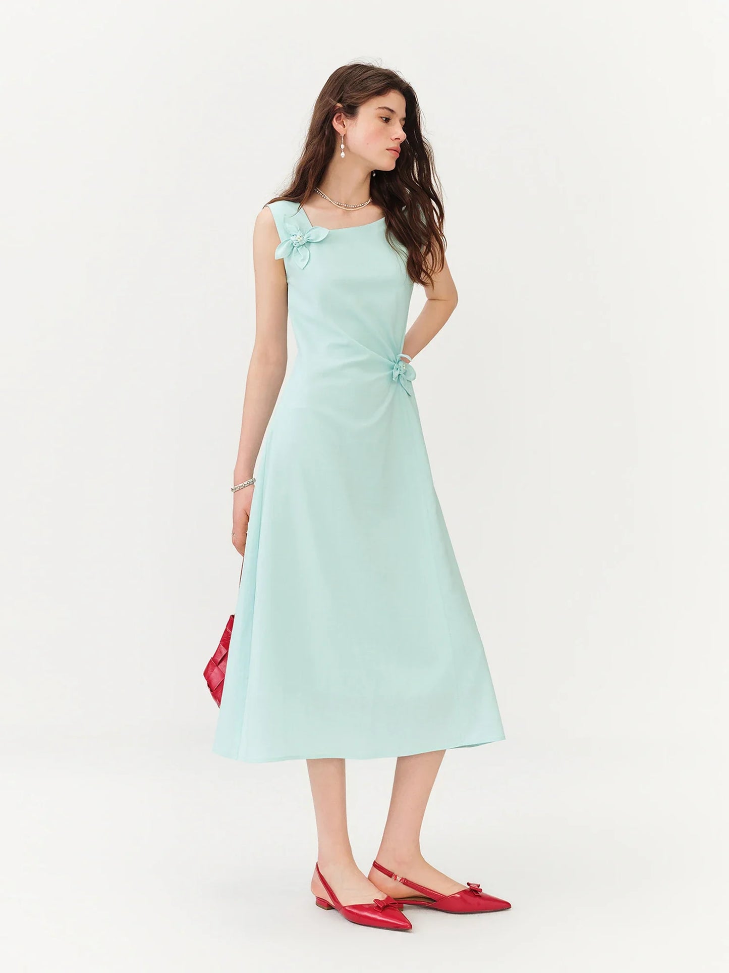 Summer Women's French Style Spaghetti Strap Slip Elegant Dress Waist-Cinching Maxi Coquette Effortless Style