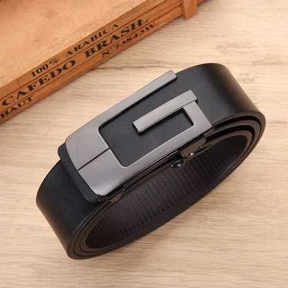 Fashionable and Simple Men's G-Shaped Metal Automatic Buckle Belt High Quality Men's Business Belt Suitable for Formal Occasions