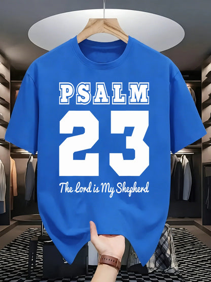 Psalm Number 23 Printing T-Shirt Men Cotton Crewneck T Shirts Summer Loose Basics Clothing Fashion Unisex Retro Short Sleeve