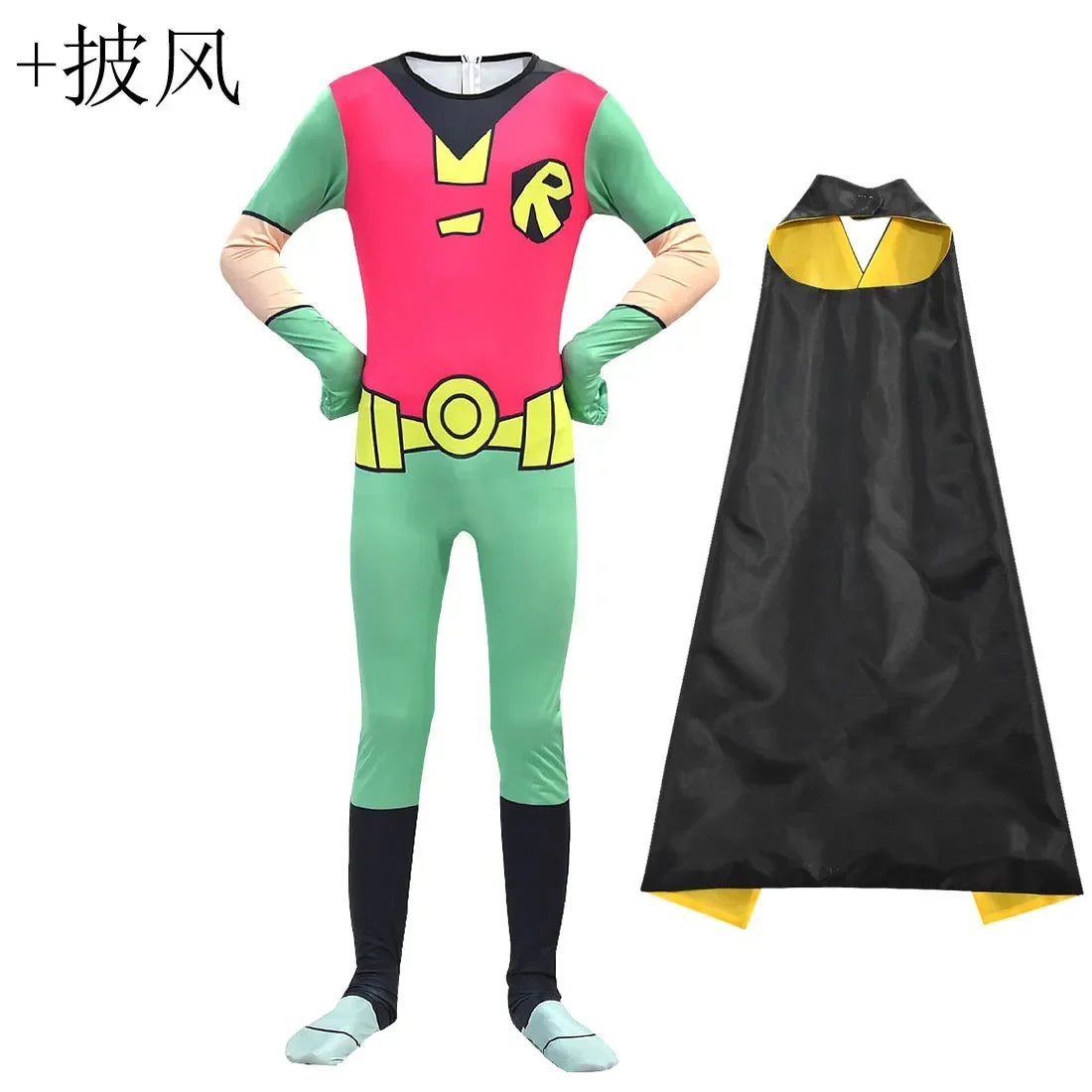 Halloween Costumes for Kids Teen Titans Go Robin Cosplay Boys Girls Bodysuit and cloak Cartoon Disfraces Carnival Party Clothing
