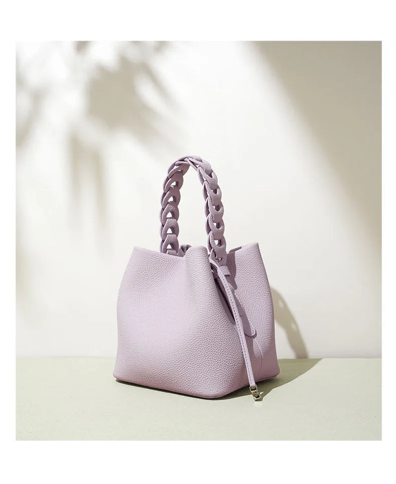 2026 New Genuine Leather Bucket Bag Summer Crossbody Shoulder Women's Tote Versatile Hobo  Handbag Spacious Casual Fashion