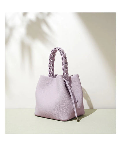 2026 New Genuine Leather Bucket Bag Summer Crossbody Shoulder Women's Tote Versatile Hobo  Handbag Spacious Casual Fashion